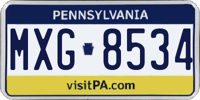 PA license plate MXG8534