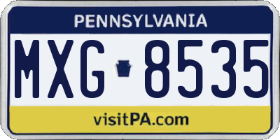 PA license plate MXG8535