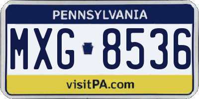 PA license plate MXG8536