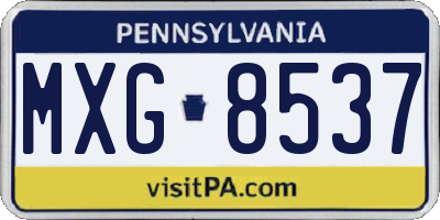 PA license plate MXG8537