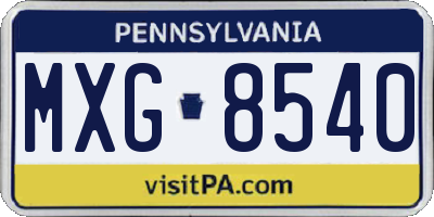 PA license plate MXG8540