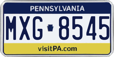 PA license plate MXG8545