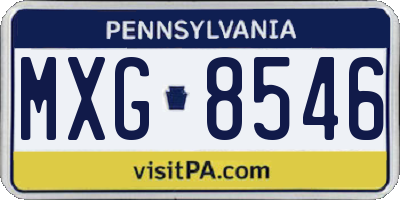 PA license plate MXG8546