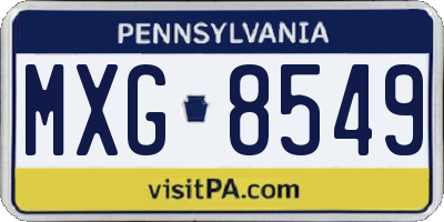 PA license plate MXG8549
