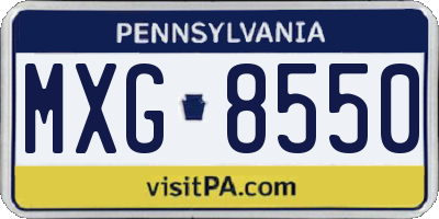 PA license plate MXG8550