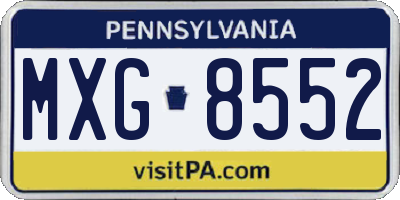 PA license plate MXG8552