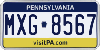 PA license plate MXG8567