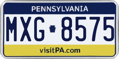 PA license plate MXG8575