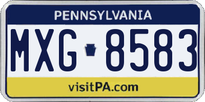 PA license plate MXG8583