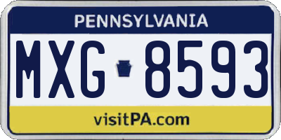 PA license plate MXG8593