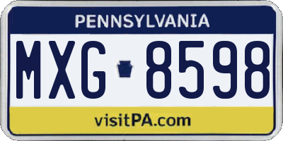 PA license plate MXG8598