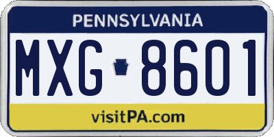 PA license plate MXG8601