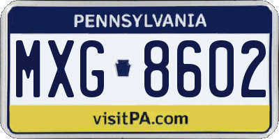 PA license plate MXG8602
