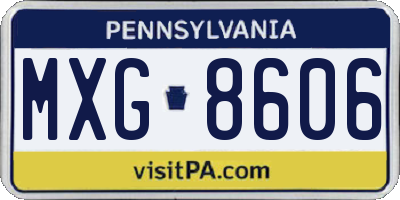 PA license plate MXG8606