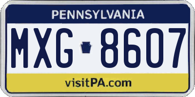 PA license plate MXG8607