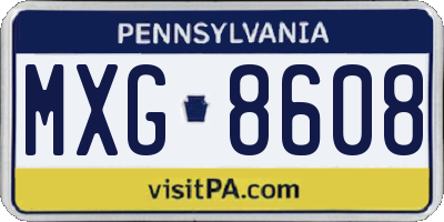 PA license plate MXG8608
