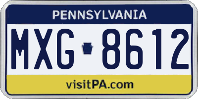 PA license plate MXG8612