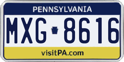 PA license plate MXG8616