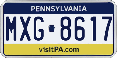 PA license plate MXG8617