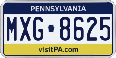 PA license plate MXG8625