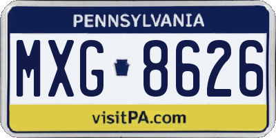 PA license plate MXG8626