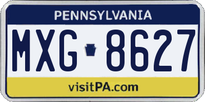 PA license plate MXG8627