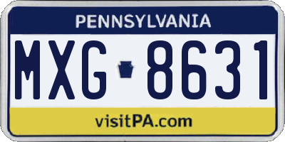 PA license plate MXG8631