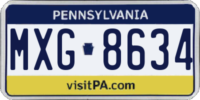 PA license plate MXG8634