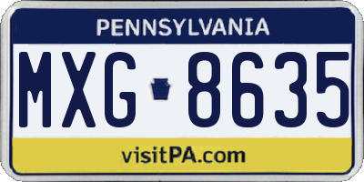 PA license plate MXG8635