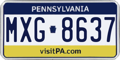 PA license plate MXG8637