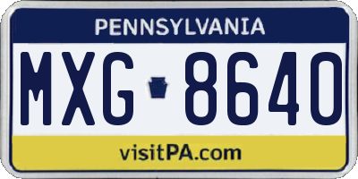PA license plate MXG8640