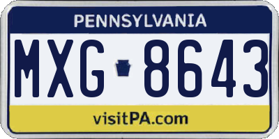 PA license plate MXG8643