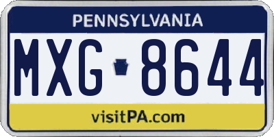 PA license plate MXG8644