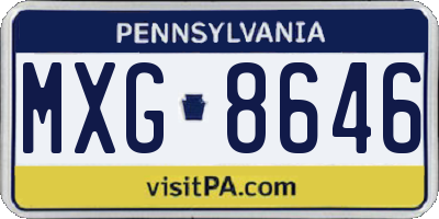 PA license plate MXG8646