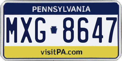 PA license plate MXG8647