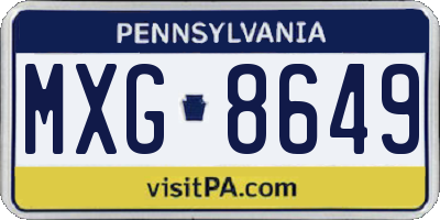 PA license plate MXG8649
