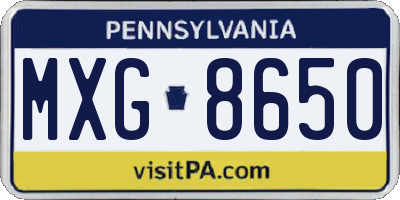 PA license plate MXG8650