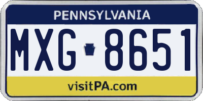 PA license plate MXG8651