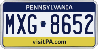 PA license plate MXG8652