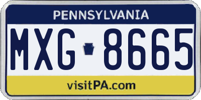 PA license plate MXG8665