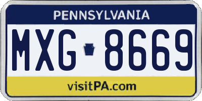 PA license plate MXG8669