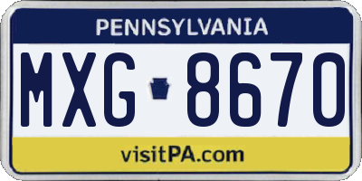 PA license plate MXG8670
