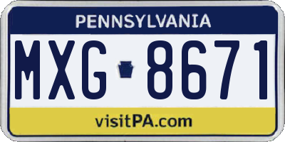 PA license plate MXG8671