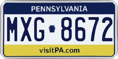 PA license plate MXG8672
