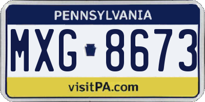 PA license plate MXG8673