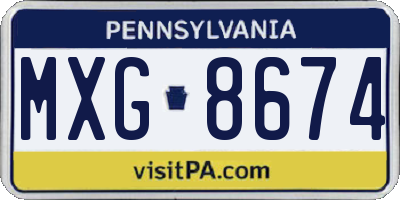 PA license plate MXG8674