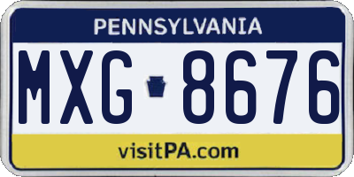 PA license plate MXG8676