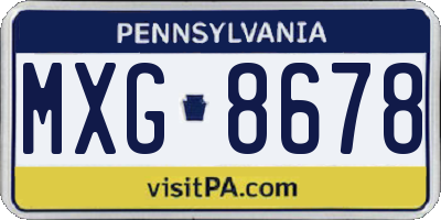 PA license plate MXG8678