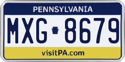 PA license plate MXG8679