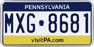 PA license plate MXG8681